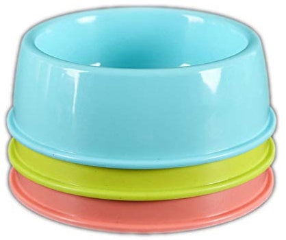 Balacoo 3pcs Plastic Dog Bowl Dish Round Feeder Pet Bowl Foods Container Candy Colored (Medium Size,Random Color)