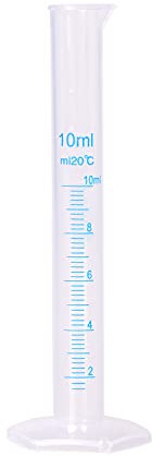 Euvoym 1 Piece 10ml Transparent Blue Line Measuring Graduated Cylinder Science Measuring Lab Test Tube Flask Liquid Measuring Tools (10ml)