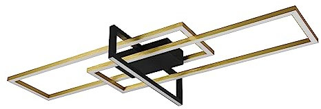 Trio Leuchten LED Deckenleuchte Salinas 620310308, Metall Messing/Schwarz matt, inkl. 34 Watt LED, Switch Dimmer