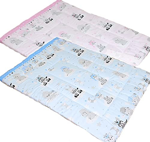 Spielmatte Spieldecke Krabbeldecke Kinder Baby Decke, 100% Baumwolle (Zoo Blau)