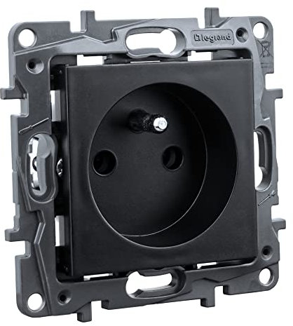 Steckdose 2P + E franz. System schwarz Niloe Step Unterputz