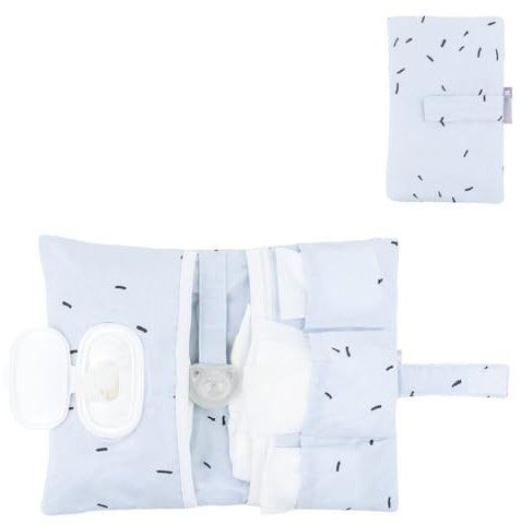Kikkaboo Windeltasche Bear with me Wickeltasche, Selbstverschluss, Baumwolle blau