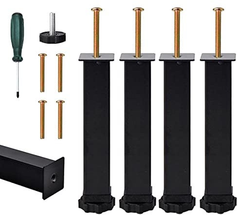 Replacement Bed Legs Screw In, Furniture Support Feet Universal Furniture Legs, Bed Adjustable Legs Metal Bed Frame Center Support, Furniture Feet Black For Bed Sofa Table Chair Desk (20cm)