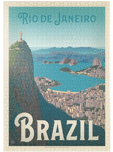 MyPuzzle Brasilien: Rio de Janeiro Hafenansicht, Vintage Poster - Premium 1000 Teile Puzzle - MyPuzzle Sonderkollektion von Anderson Design Group