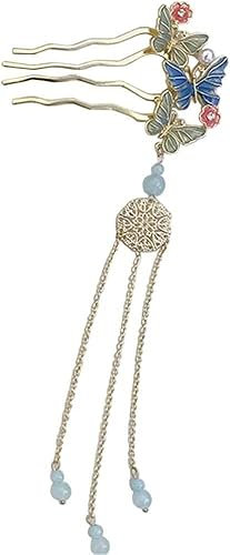 ZLINXI Pinces de Coiffeur, Accessoires de Cheveux Barrette, Femmes Vintage épingle à Cheveux Chinois Traditionnel bâton de Cheveux Baguettes de Cheveux, Papillon-3