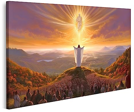 islandburner Bild auf Leinwand Jesus Stehend Auf Hügel Betend zu Gott Glaube Religion Bilder Wandbilder Poster JCIL-1K