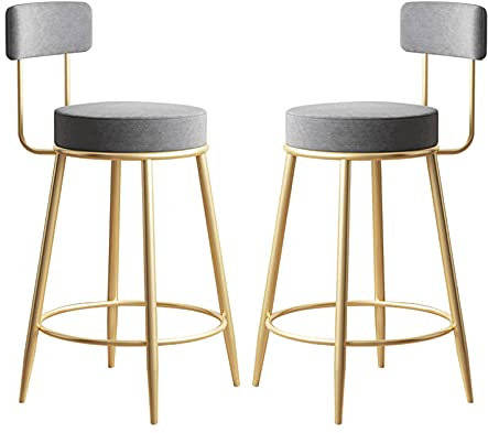 Theken-Barstühle, 2er-Set, 2er-Set, Thekenhöhe, Barhocker, Bar-Stil, Familienstühle mit Rückenlehne, Fußstütze, Frühstücks-Barstuhl, Küche, Esszimmer, Café-Stuhl für drinnen und draußen (grau). Made