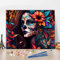 Crâne Fille DIY Peinture par Numéros Adulte Jour des Morts Peinture Acrylique par Numéros Kits avec Pinceaux Toile Cadeaux Fleurs Artisanat pour la Maison 40x50cm(Framed)
