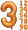 Orange Geburtstag Ballon Zahl 3 in Farbe Riesen Folienballon Mylar Helium luftballon für Hochzeit Babyparty Jubiläum Geburtstagsdeko Mädchen Jungen Happy Birthday Party Deko