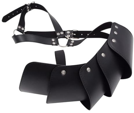 Dickly Gothic Mittelalterlicher Schulterpanzer aus Leder, verstellbarer Schulterschutz, Steampunk Kostümzubehör für Halloween Karneval Cosplay, Schwarz