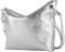 modamoda de - T243 - ital. Umhängetasche Klein Small aus Leder, Farbe:Silber-Metallic/Silber
