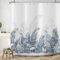 ASDCXZ Tenda da doccia a foglie, 180 x 200 cm, primavera, semplicità, blu, grigio, foglie tropicali, bianco, bagno, lavabile, in poliestere, impermeabile, per vasca da bagno con 12 ganci