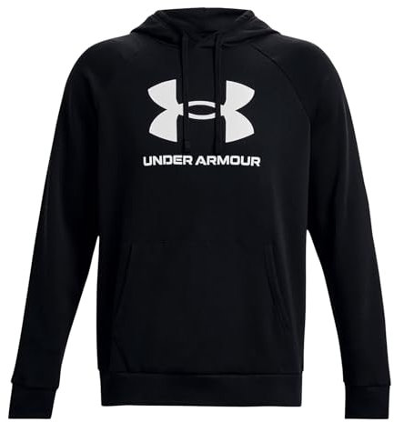Under Armour Rival Fleece Box Logo Hoodie, Running Hoodie with Graphic Logo, Hooded Jumper for Men with Pocket Men, 001 black., XL