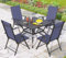 PHIVILLA Garden Table and Chairs Set 4, Outdoor Patio Garden Furniture Sets, Garden Dining Furniture Set with Adjustable Foldable Garden Chairs & Metal Steel Table for Garden,Yard and Deck, Blue
