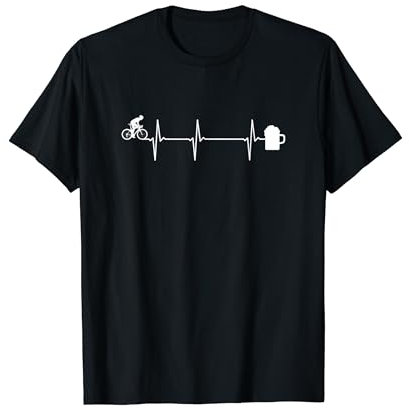 Fahrrad Bier EKG Herzschlag Radsport Puls Frequenz T-Shirt