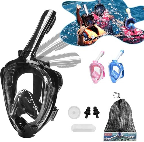 Atemmaske mit unabhängigen EIN- und Ausatmungskanälen,Sportmaske, Anti-Beschlag-Maske, für Jugendliche und Kinder, faltbar, Schnorchel-Maske (Schwarz, L/XL)