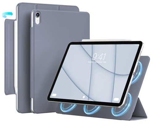 JKSML Magnetisch Hülle für iPad Air 11 Zoll M3/M2 (2025/2024) & iPad Air 5./4.Generation 10.9 Zoll (2022/2020),Unterstützt Pencil Pro/USB-C, Dünn und Leicht Design für Büro/Uni (Blau Grau)