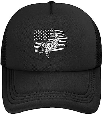 Baseball Cap Koi-Fische Mit Amerika-Flagge Trucker Hut Classic Golf Caps Waschbare Baseballkappe Für Outdoor Running Reisen