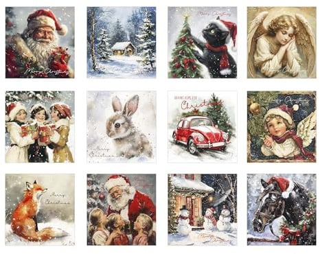 Edition Seidel Set 12 exklusive Premium quadratische Weihnachtskarten mit Umschlag. Doppelkarten/Klappkarten mit Briefumschlag. Weihnachten Karte Postkarte Weihnachtspostkarte