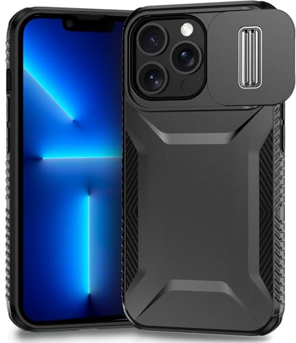 Yerebel Case for iPhone 13 Pro Case 6.1 Apple 13 Pro Case with Slide Camera Cover, Military Grade Non-Slip Heavy Duty Rugged Shockproof Protective Phone Cover for iPhone 13 Pro Black