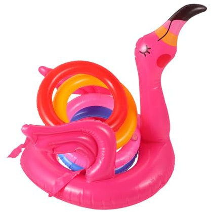 BIUDECO 1 Satz Aufblasbare Flügel Flamingo Spielzeug Flaschenwurfringe Wurfspiel Flamingo Partyzubehör Ringwurf Rasenspiel Pool Partyzubehör Pool Party Spiele Outdoor