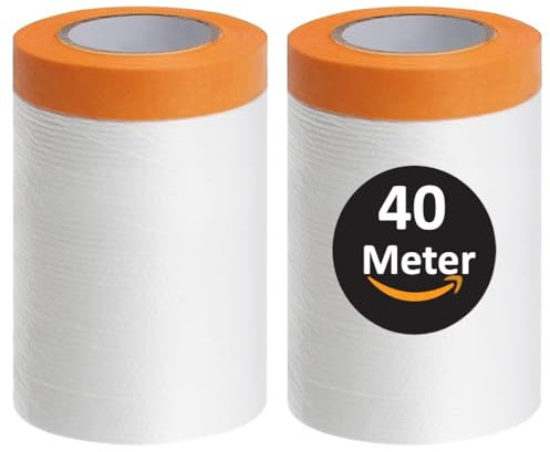 ZWERKZEUG Abdeckfolie mit Klebeband - Maler Goldband Tape-Abdeckfolien Malerfolien (2 Rollen)