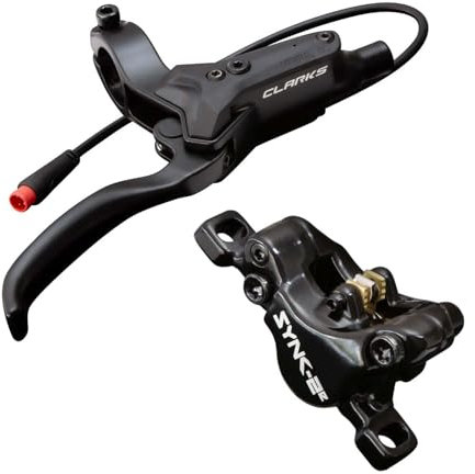 Clarks Cycle Systems Sync-2E Kit de Freins à Disque hydrauliques Avant et arrière pour vélo électrique avec arrêt Moteur, rotors Olive, Supports is 180/160 mm