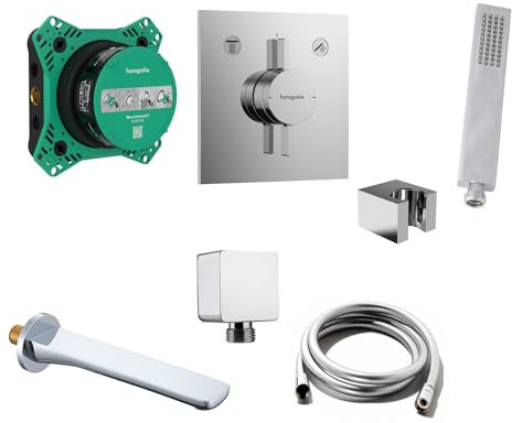 vanvilla Wannenset mit Unterputz Armatur von Hansgrohe Duo Turn E, vanvilla Handbrause, Wanneneinlauf, poliert Wannen-SET HG241