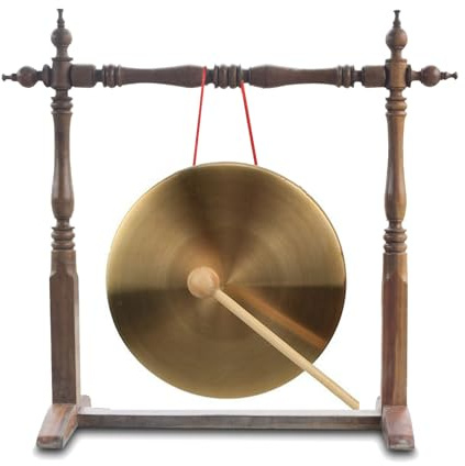 Slagverk gong instrument, 4- koppar gong, dekorativ klinga med väska