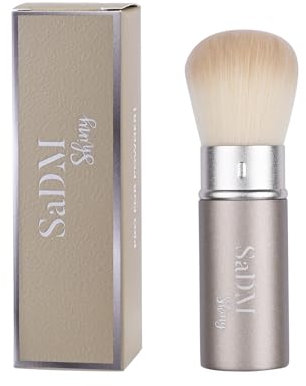 Ausziehbarer Kabuki Make up Pinsel – Blender für Puder, Creme, Flüssige Foundation, Rouge & Bronzer – Kompakter Gesichtspinsel – Vegan & Tierfrei