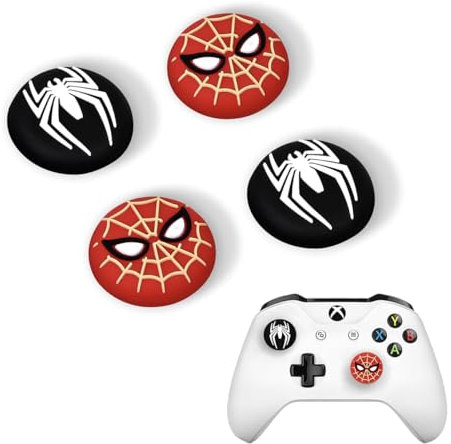Crazy Diy – Lot de 4 capuchons antidérapants en silicone pour manette de PS5, PS4, Xbox 360, Xbox One, rouge et noir