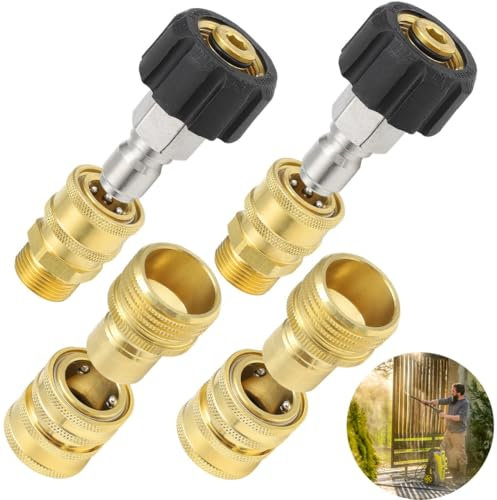 8-Piece Pressure Washer Quick Connect Adapter Set, M22-14Mm To 3/8'' & 3/4'' To 1/2'' Quick Release Fittings