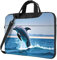 WZYWHJ Laptoptasche mit Motiv Jumping Up Delfine – mit weichem Innenfutter, mehreren Taschen – ideal für Männer, Reisen und Business, Schwarz, 13 inch