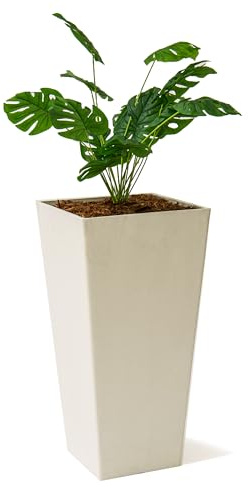XBrand Modern 28-Inch Square Planter, Modern Tapered Perfect for Indoor & Outdoor, Patio Décor, Set of 2, White