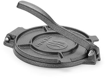 HENDI Tortilla Presse, für Tortillas bis zu ø20cm, mit Gummifüßen, Tortillas, Quessedias, Tacos, Tortilla Maker, Roti Maker, Teigpresse, 255x200x(H)110mm, Gusseisen