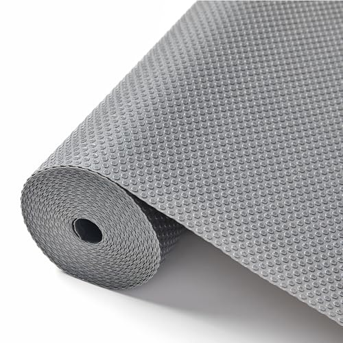 ALIUNI Non Slip Drawer Liners 30 x 600 cm, 100% EVA Non Adhesive Waterproof Oil Resistant Wipeable Shelf Liner for Kitchen Cupboards Fridge Shelves, Cabinet Protector for Bathroom Bedroom, Grey
