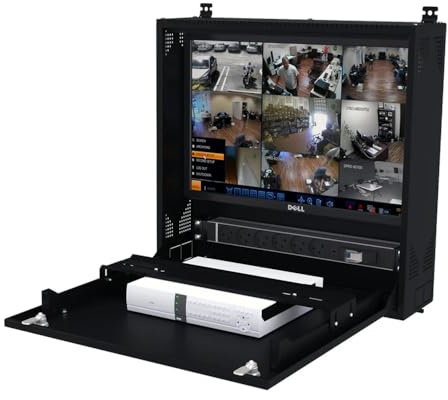 Wall-Mount DVR/NVR Security Enclosure, Lockable Steel Cabinet with 1U Adjustable Rail, Ventilated, 22″ W × 21.2″ H × 5.9″ D, Black (RAL 9005) – STURDX