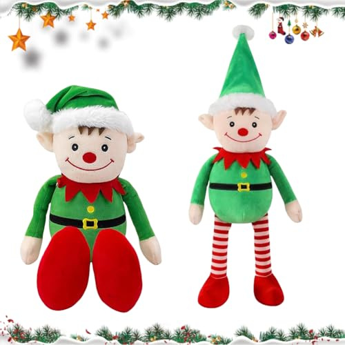 JhavexToy Weihnachtselfen Elfen Puppe, Weihnachtselfen Wichtelpuppe, Lustige Und Verspielte Elfen, Elfenjunge Dekorationszubehör Aus Weichem Für Fenster, Veran-Da, Kamin Und Andere Orte -25cm