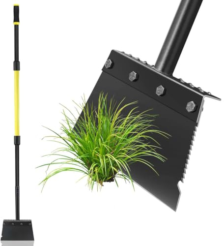 Jardineer Garden Shovel Heavy Duty, Multifunctional Cleaning Shovels for Lawn Edging,Sidewalk Weeding, Flat Scraper Long Handle, Ice Scraper for Driveway (152cm)