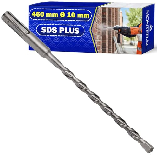 Foret Beton SDS Plus Ø 10 mm x 460 mm Fabriqué en Acier et Carbure de Tungstène - Meche Beton SDS Plus Peut Être Utilisé pour Briques Murs Pierre Béton Armé - MONTERAL