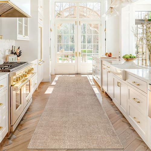 Stqyeiw Läufer Teppich für Flur 40 x 140 cm Lang rutschfest Küchenläufer Teppich Läufer für Küche Waschbar Teppichläufer Flur Teppich Küchenteppich für Eingang Schlafzimmer Korridor Waschküche Braun