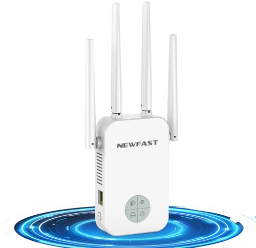 NEWFAST Répéteur WiFi Puissant sans Fil RE523-W, 1200Mbps Repetiteur WiFi, Double Bande 5GHz & 2.4GHz Amplificateur WiFi avec Répéteur/AP/Routeur Mode, Compatible Toutes Les Boîtes Internet