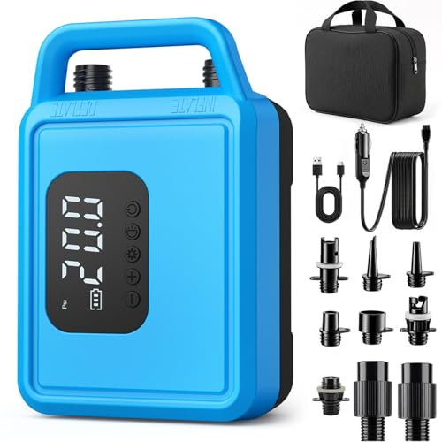 TURNRISE Bomba SUP eléctrica, 20 psi, bombas de aire con batería recargable de 15600 mAh, precisión inteligente de inflación/descarga de hasta 0,01 bar, apagado automático para tablas SUP, kayak