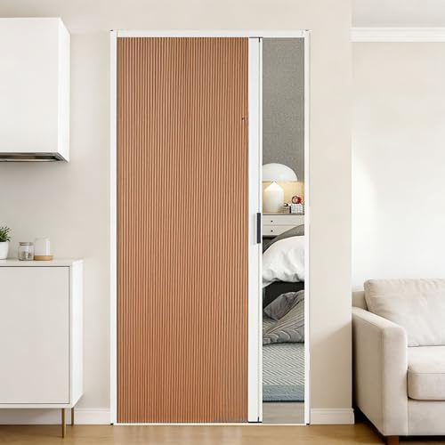 yurstcggh Porte soffietto da interno Porta a fisarmonica Porte Pieghevoli Invisibili Interne Per Cucin,Adatto per armadi/corridoi/camere da letto/balconi/cucine/bagni Marrone 90×200cm