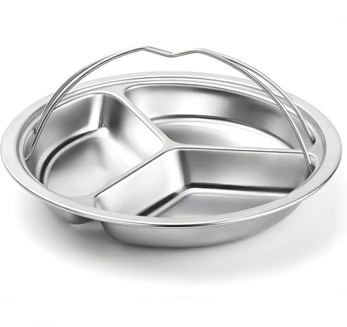Divided Steamers Tray 304 Stainless Steel Steamer Plates with Handles for Instant Pot (3Qt)