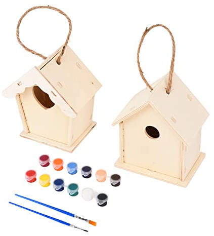 Blaihild DIY-Vogelhaus-Set, Kreatives Vogelhaus aus Holz, Kunsthandwerk für, Kunst, Handgefertigtes aus Holz mit Vorgeschnittenen Kerben für Familienaktivitäten, Gartendekoration