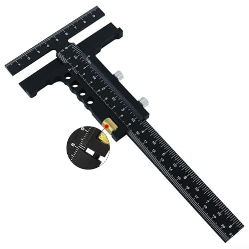 Aluminium Schieblehre Für Holz T-Form Messschieber Mit Feineinstellung Für Tischler Layout Und Messung Präzises Scribing Tool Holzwerkzeuge(B)