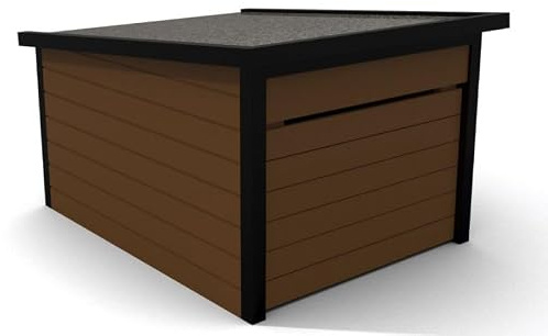 SunnyDeals Rasenroboter-Garage Holz braun-schwarz 95x76x56,5 cm | Abnehmbares Dach, zuverlässiger Wetterschutz