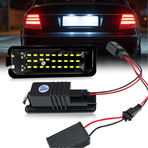 2x LED Number Plate Light for VW Golf MK4 MK5 MK6 MK7 Passat Polo Caddy | Built-in intelligent CAN-bus controller prevents dashboard error codes or hyper-flashing on sensitive VW models.