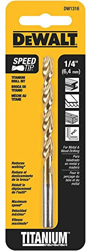 DEWALT DW1316 1/4-Inch Titanium Nitride Split Point Twist Drill Bit,Gold
